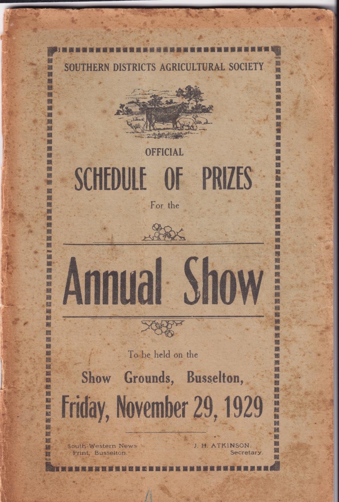 Schedule of Prizes 1929