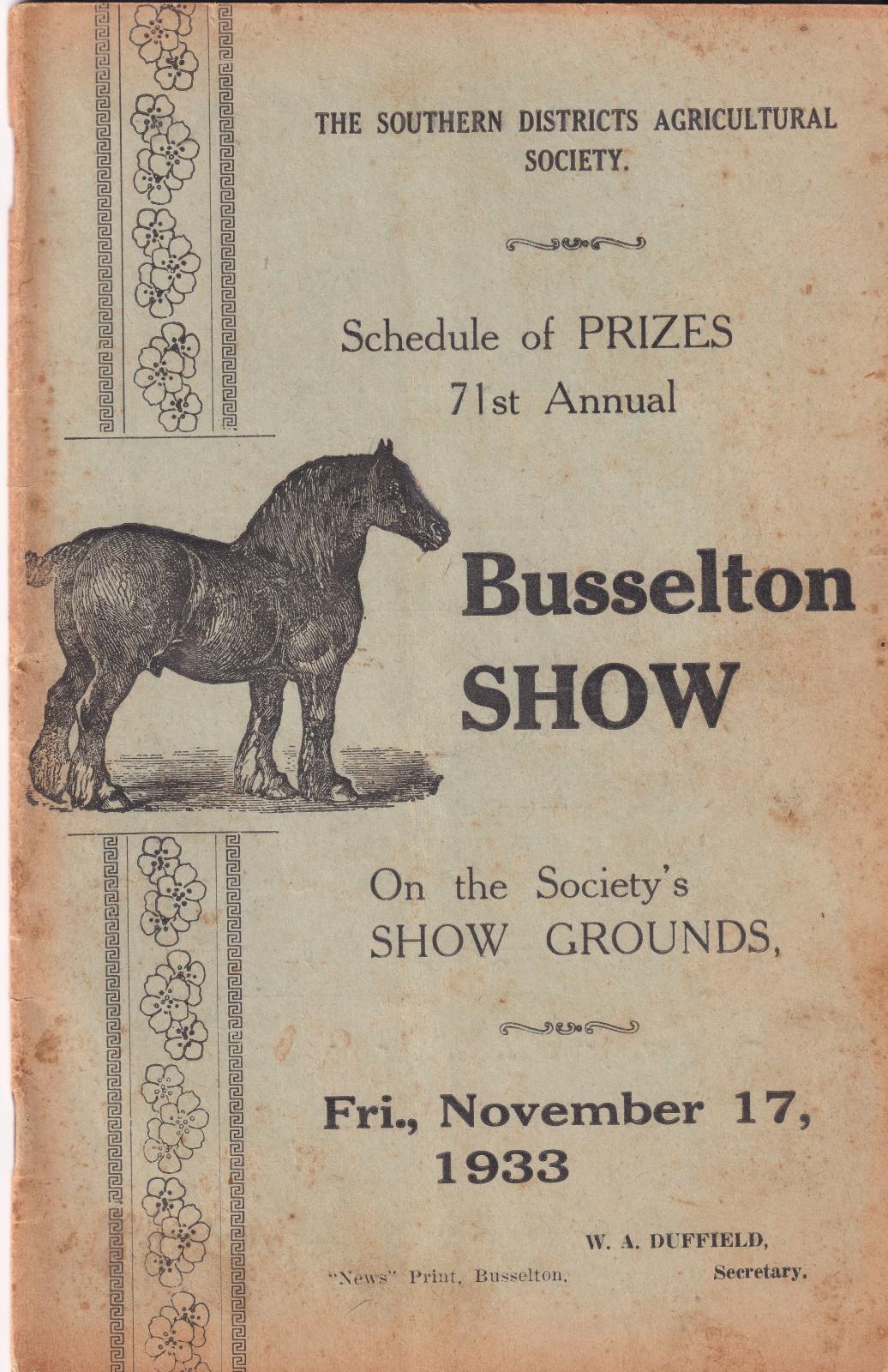 Schedule of Prizes 1933