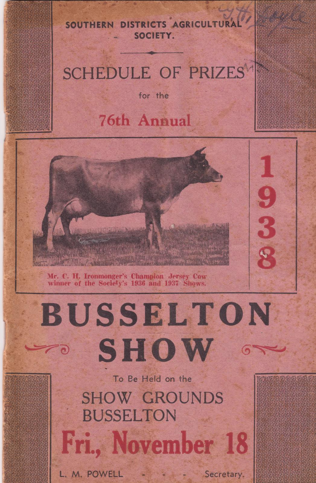 Schedule of Prizes 1938
