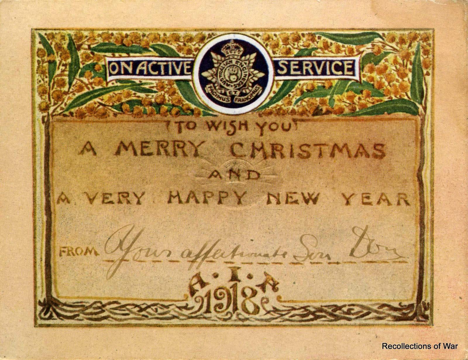 Inside left cover of card showing inscription