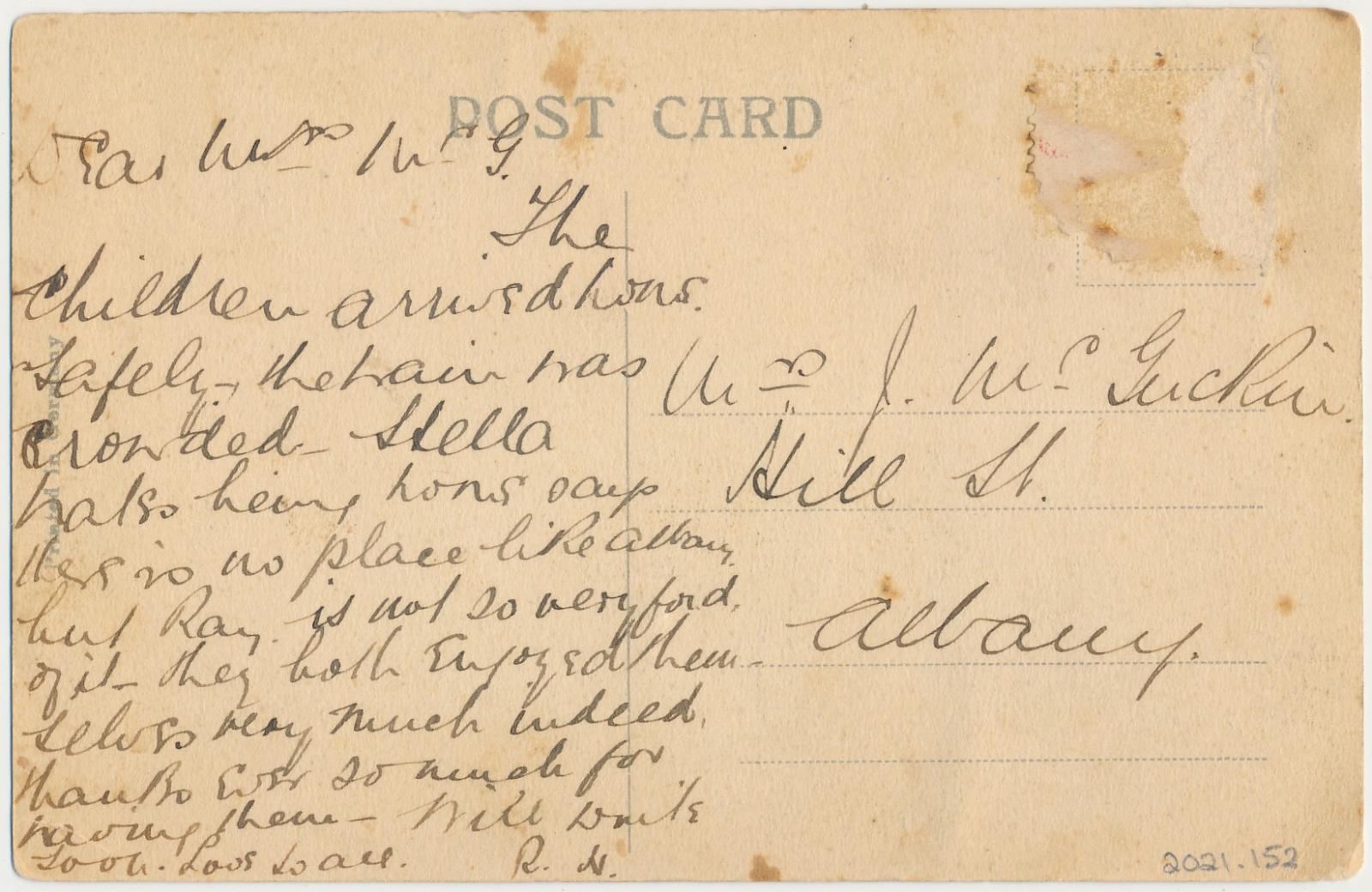 Back of postcard of Austral Terrace, Katanning