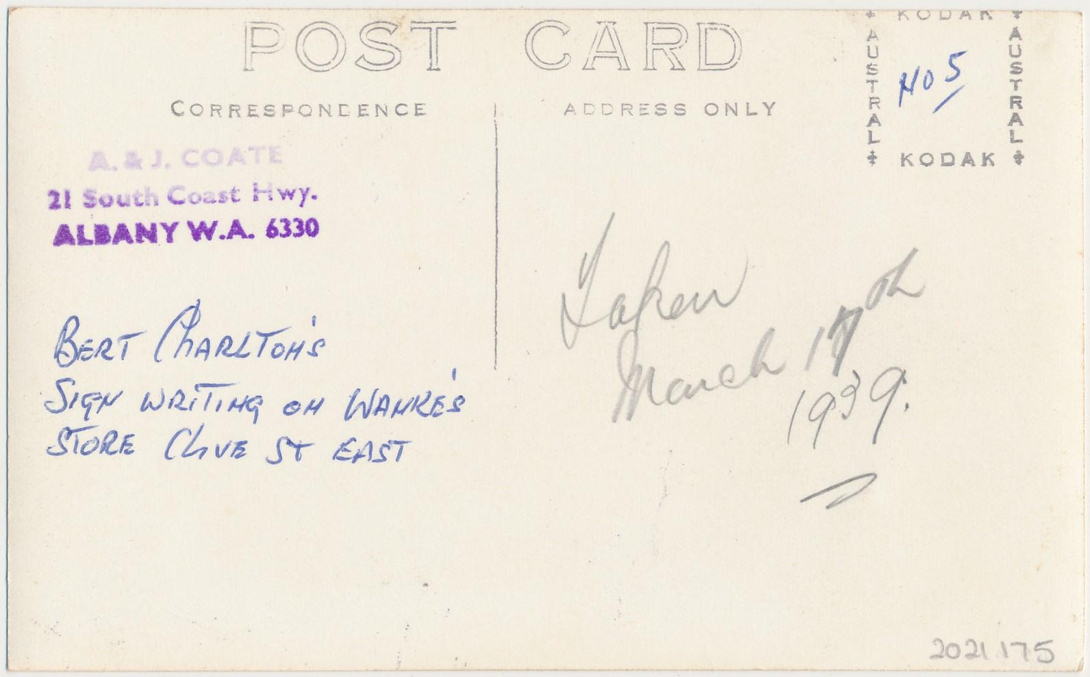 Back of postcard of Wanke Building