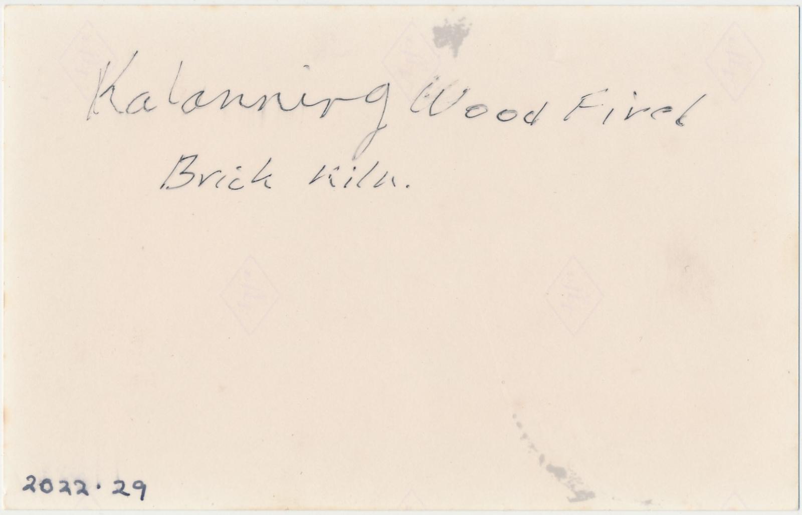 Back of photograph of Katanning Brick Kiln