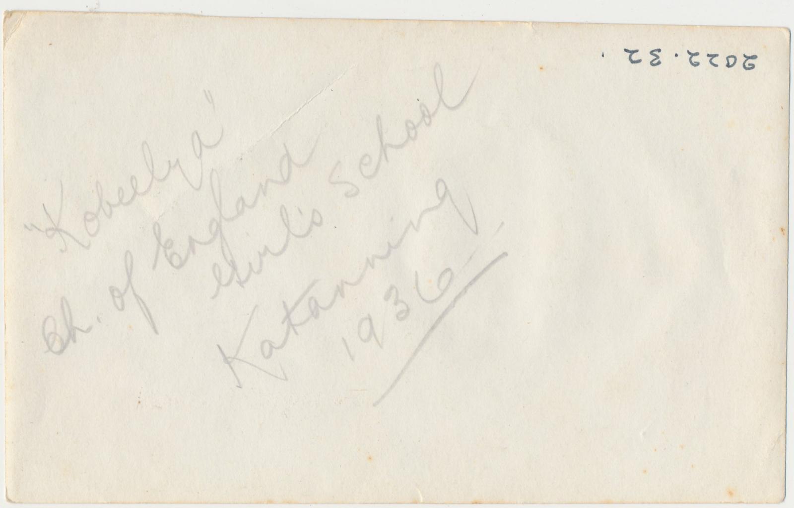 Back of photograph of Kobeelya Church of England Girls School