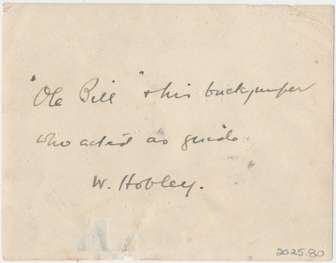 Back of photograph of W. Hobley