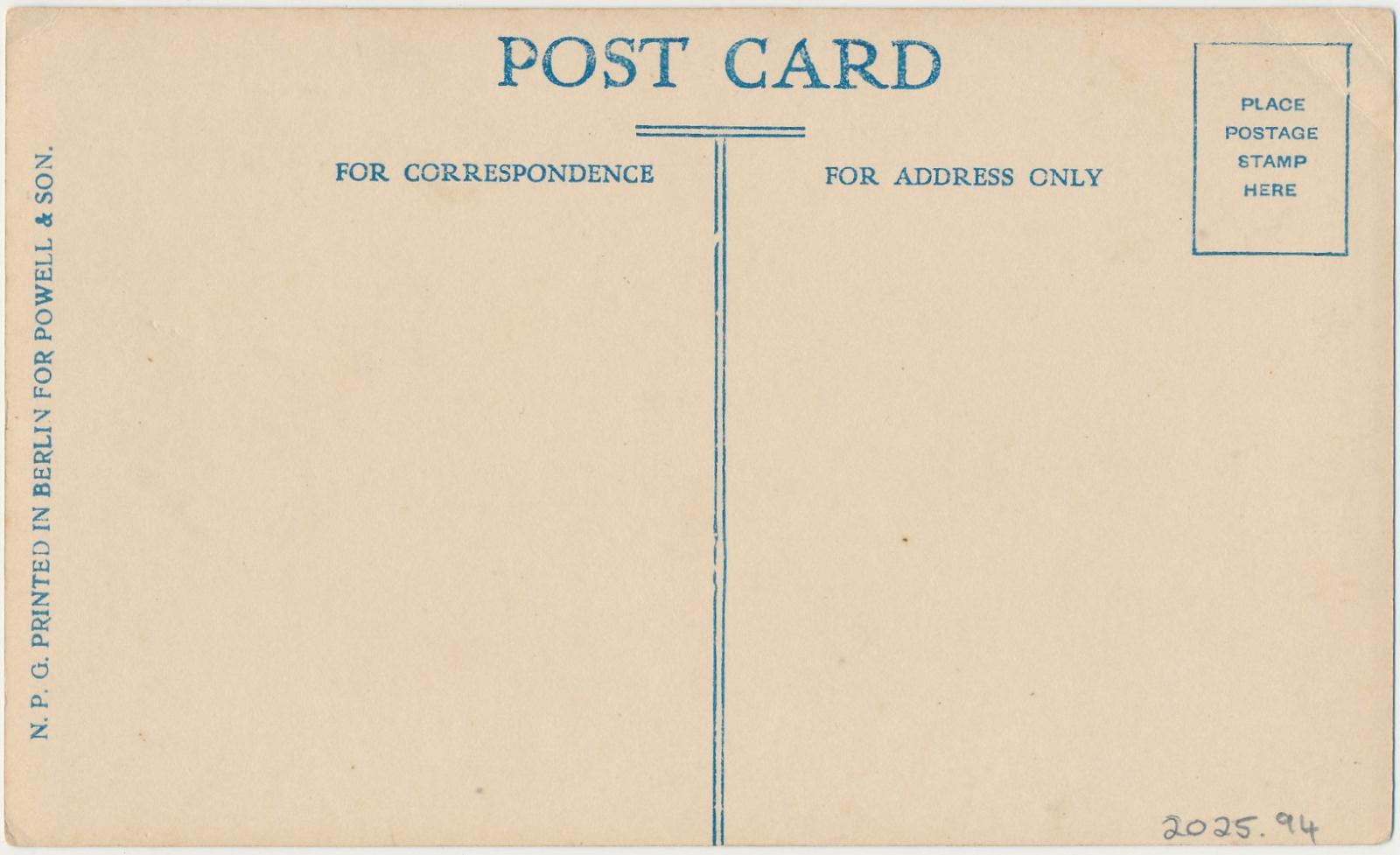Back of postcard of New Distillery