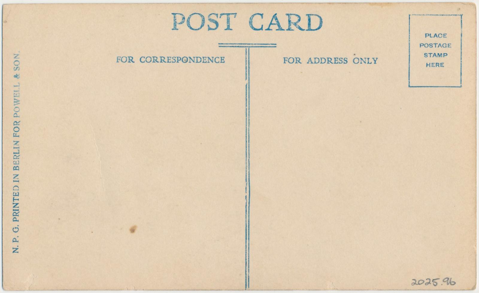 Back of postcard of Roller Floor Premier Flour Mills