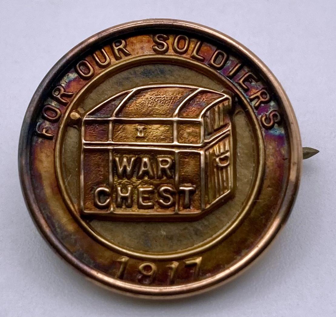 9ct gold fundraising badge 'For Our Soldiers, War Chest, 1917'