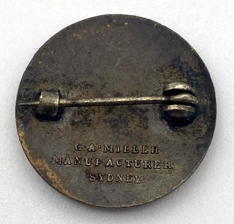 Reverse of enamel fundraising badge 'War Chest, 1918'