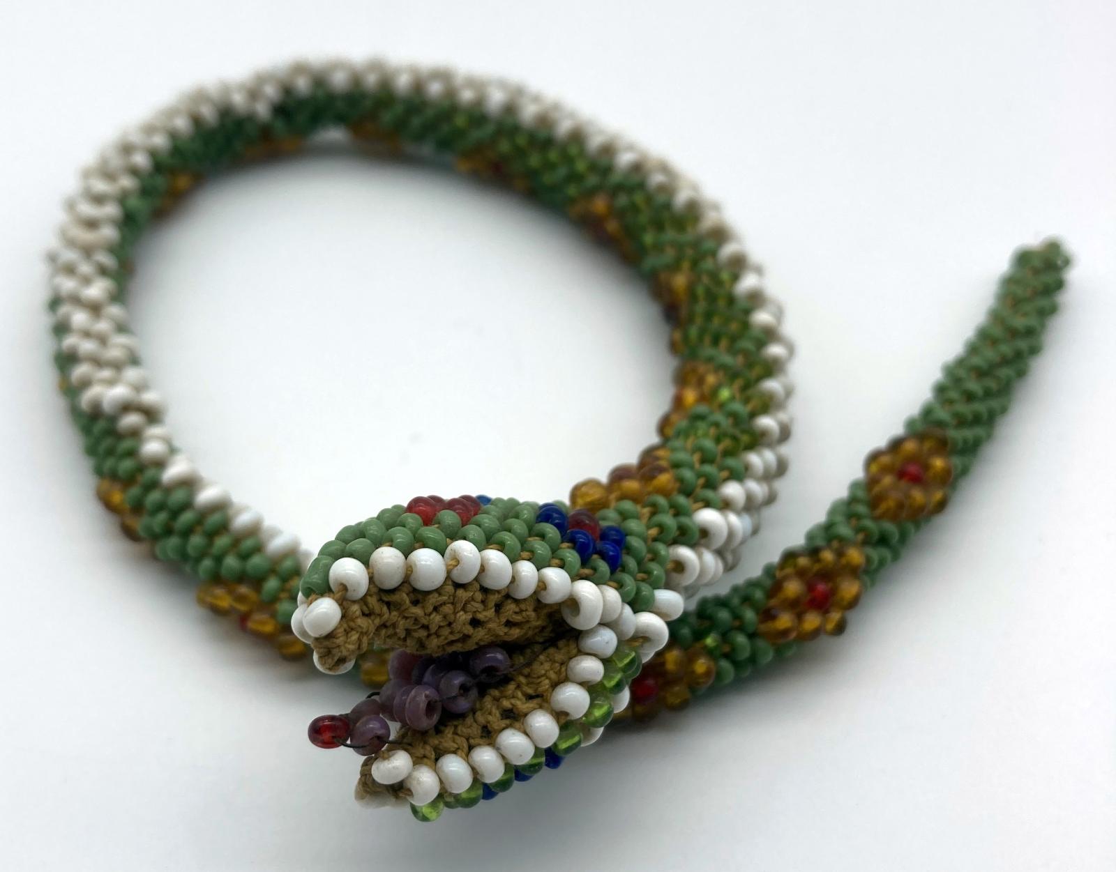 Small Ottoman prisoner of war beadwork snake showing head