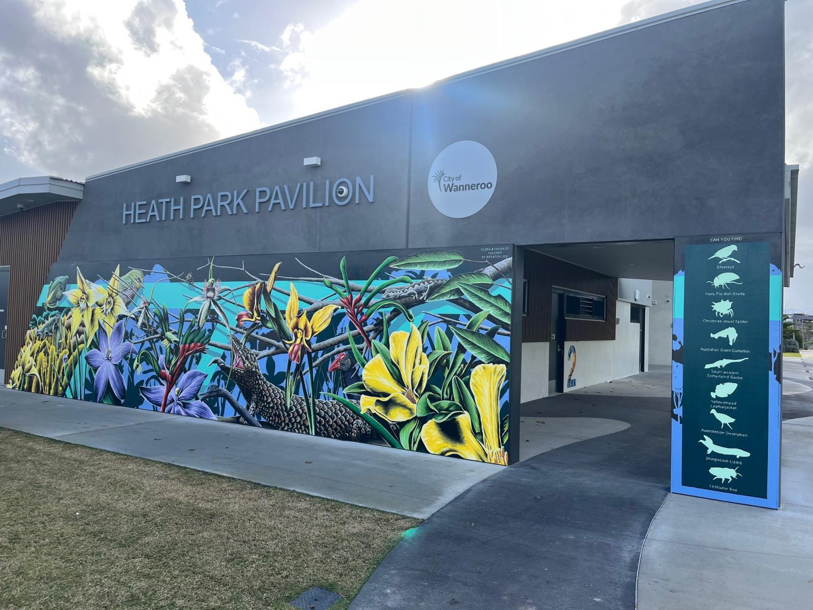 A mural painting depicting flora and fauna