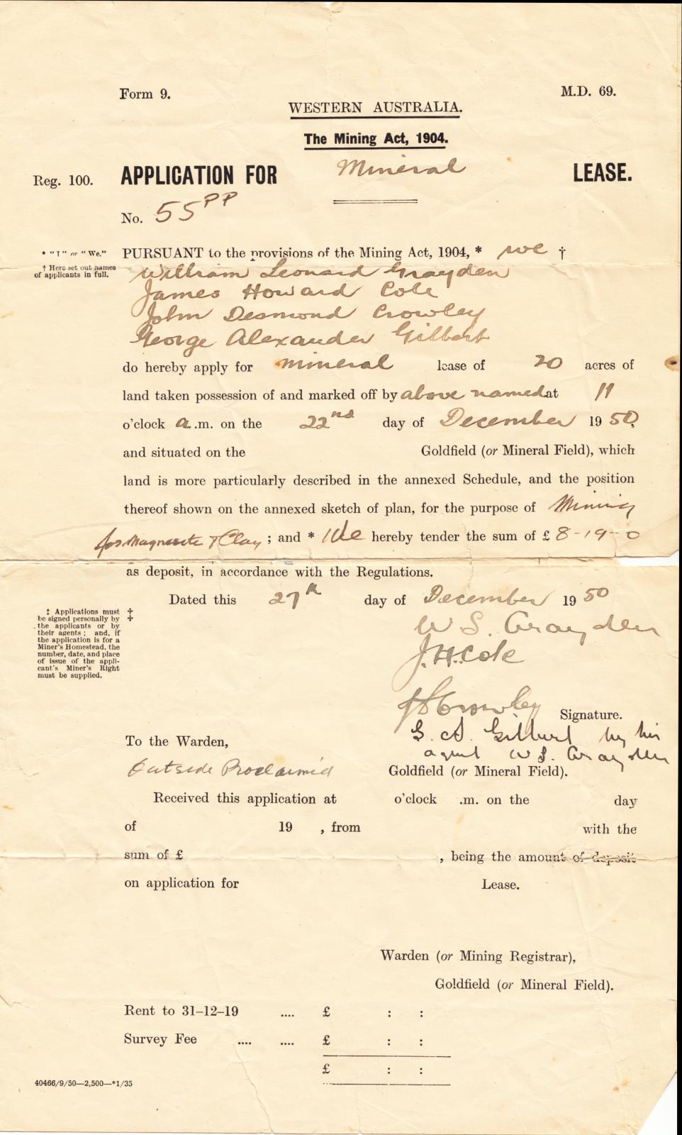 Mining Lease, Midland Hospital Site