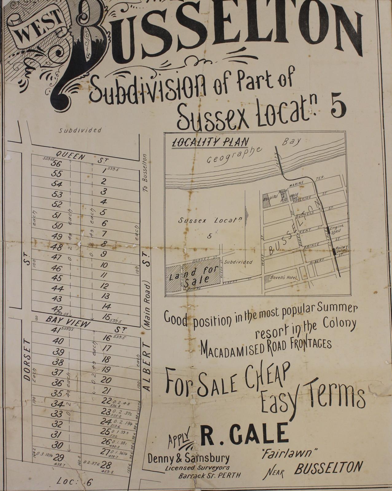 West Busselton - Subdivision of part of Sussex Loc. 5 - Richard Gale