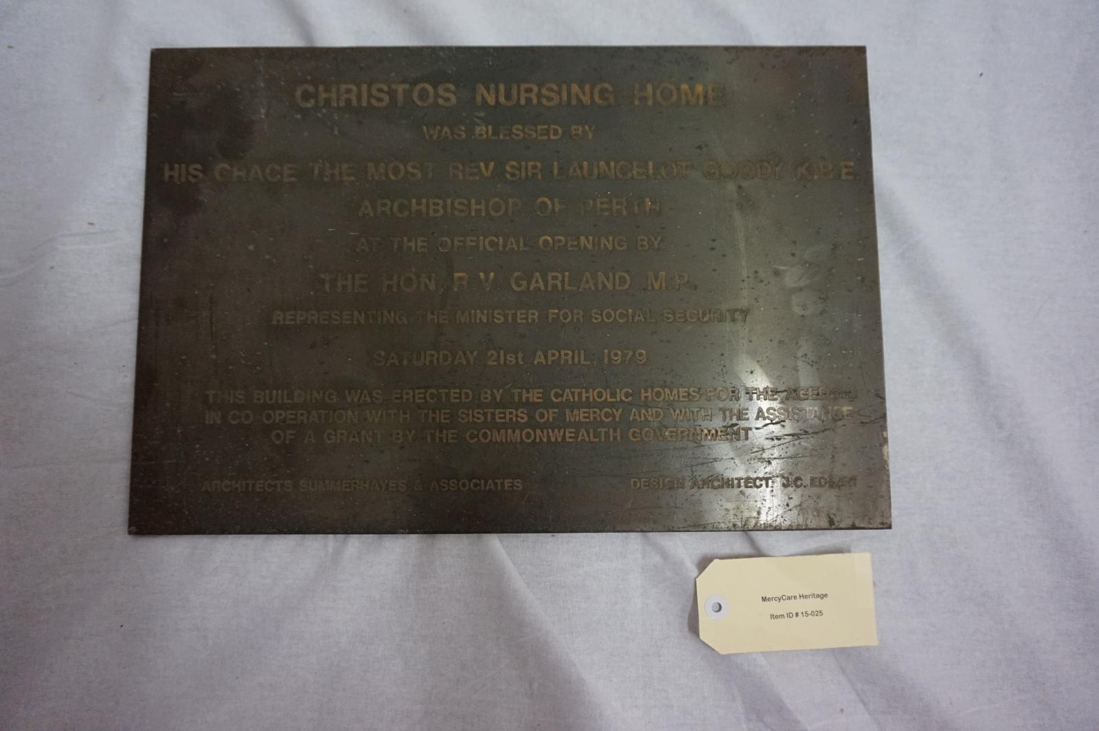 Christos Nursing Home Plaque