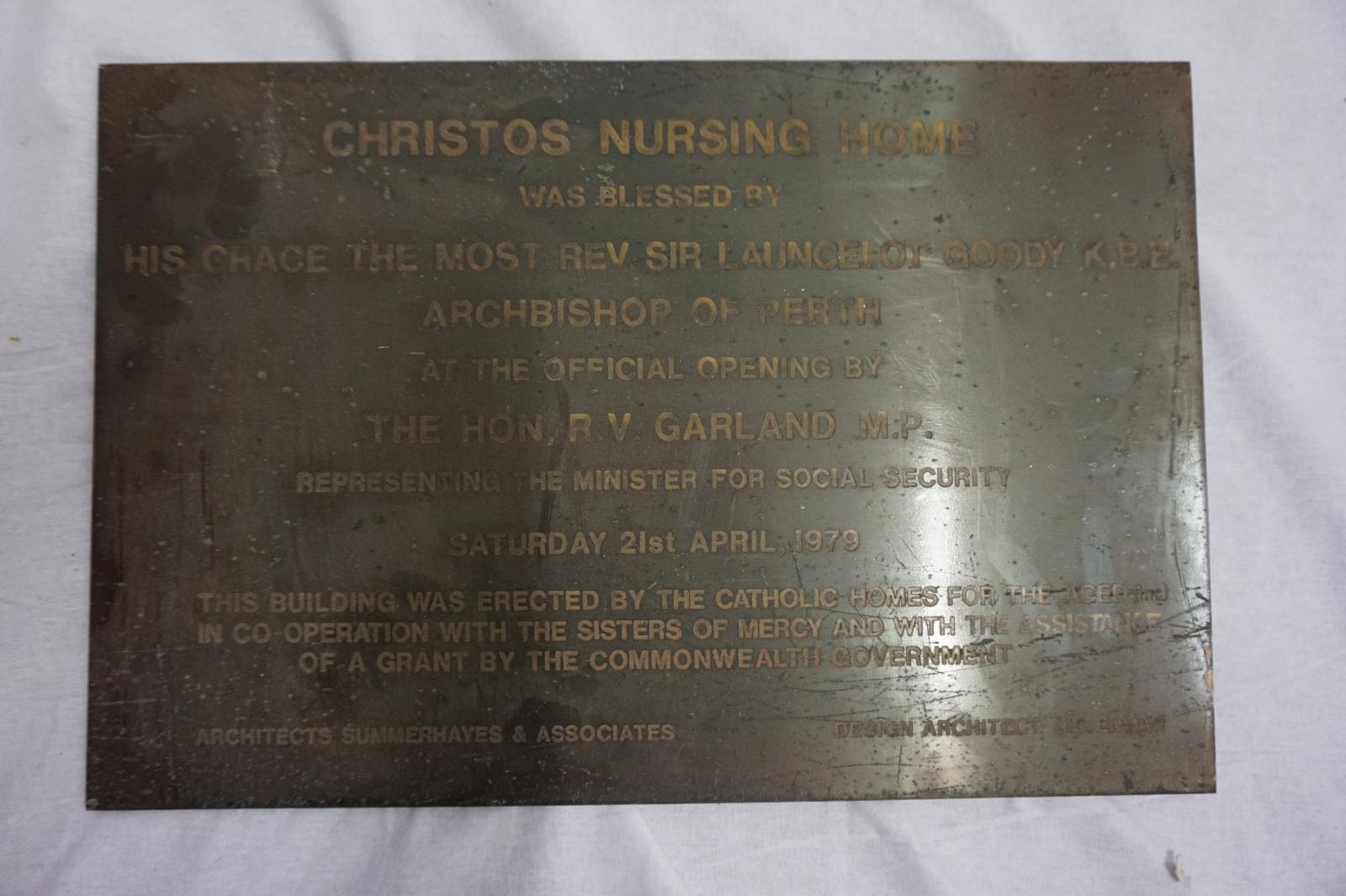 Christos Nursing Home Plaque