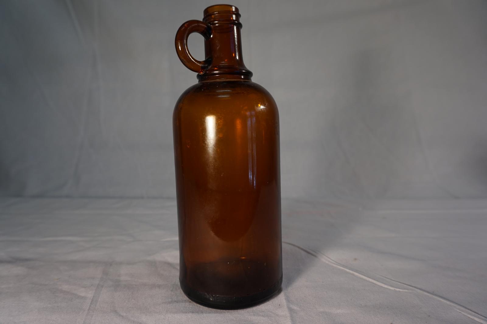 Amber Glass Bottle with Single Ring Handle