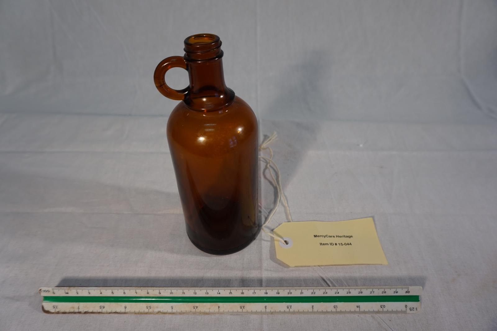 Amber Glass Bottle with Single Ring Handle