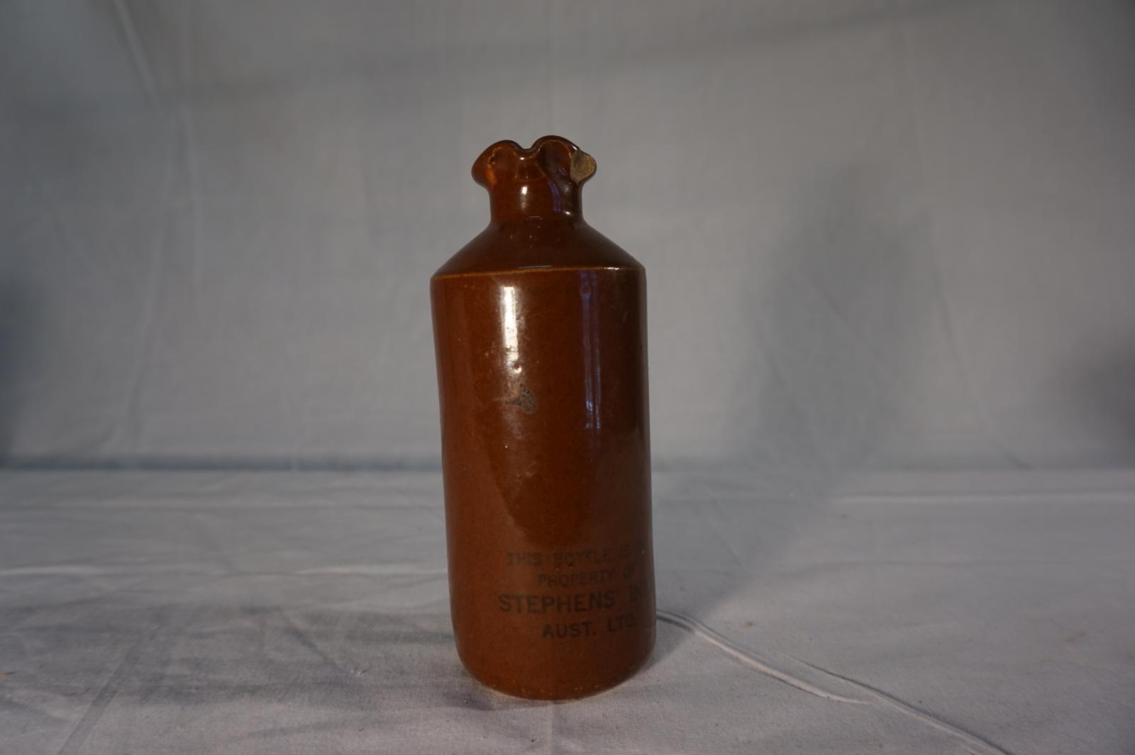 Stephens Inks Brown Glazed Stoneware Bottle