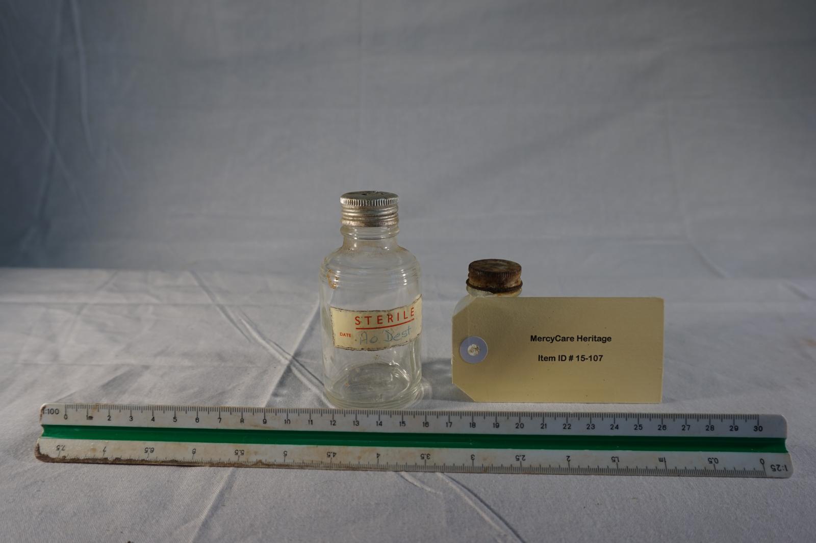 Set of 2 Small Glass Medical Bottles