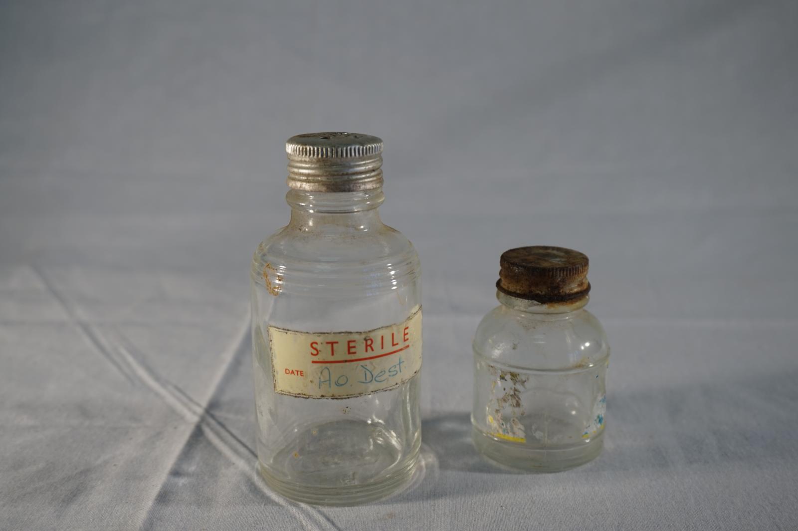 Set of 2 Small Glass Medical Bottles