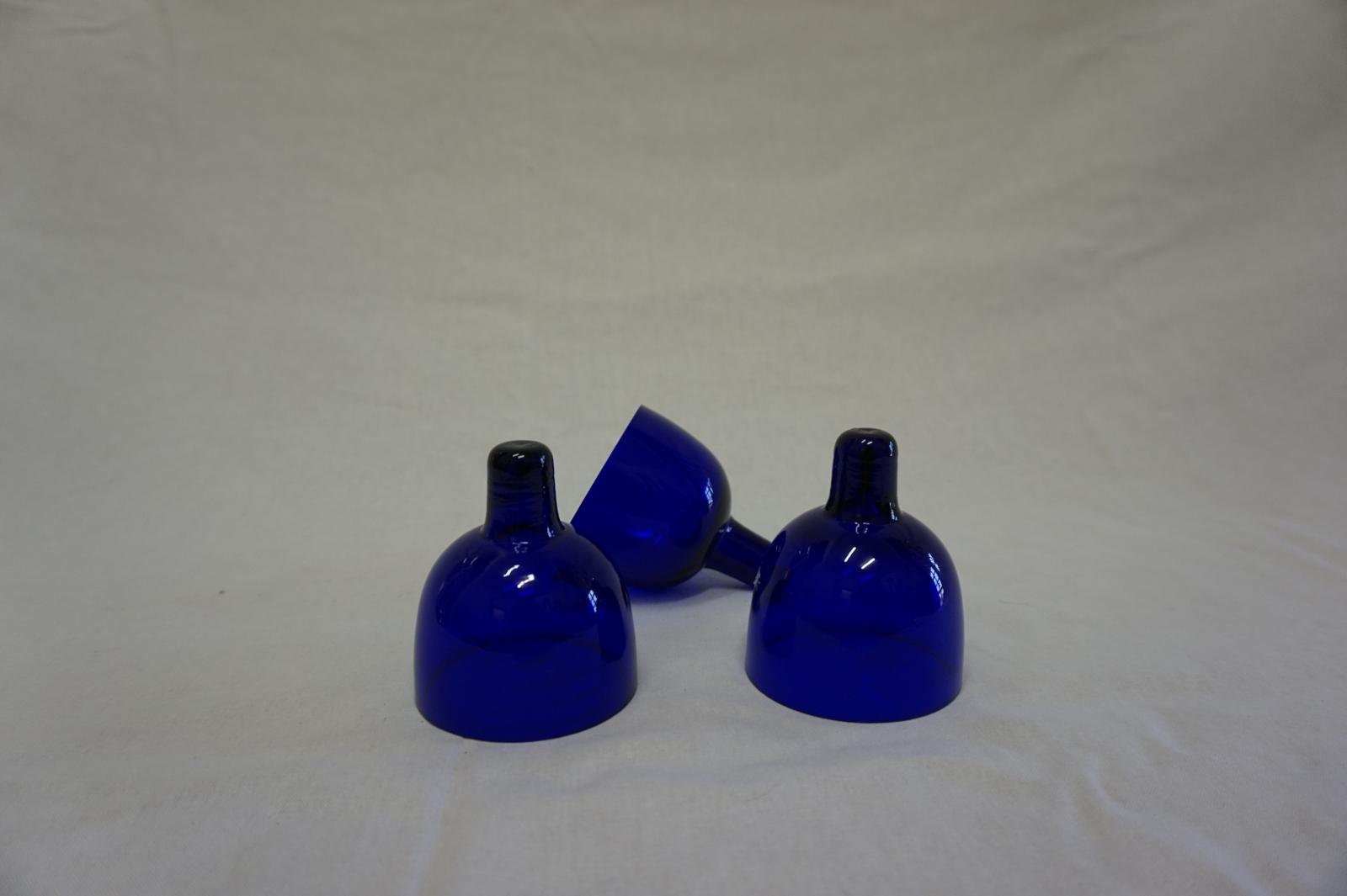 Set of 3 Blue Glass Candle Holders