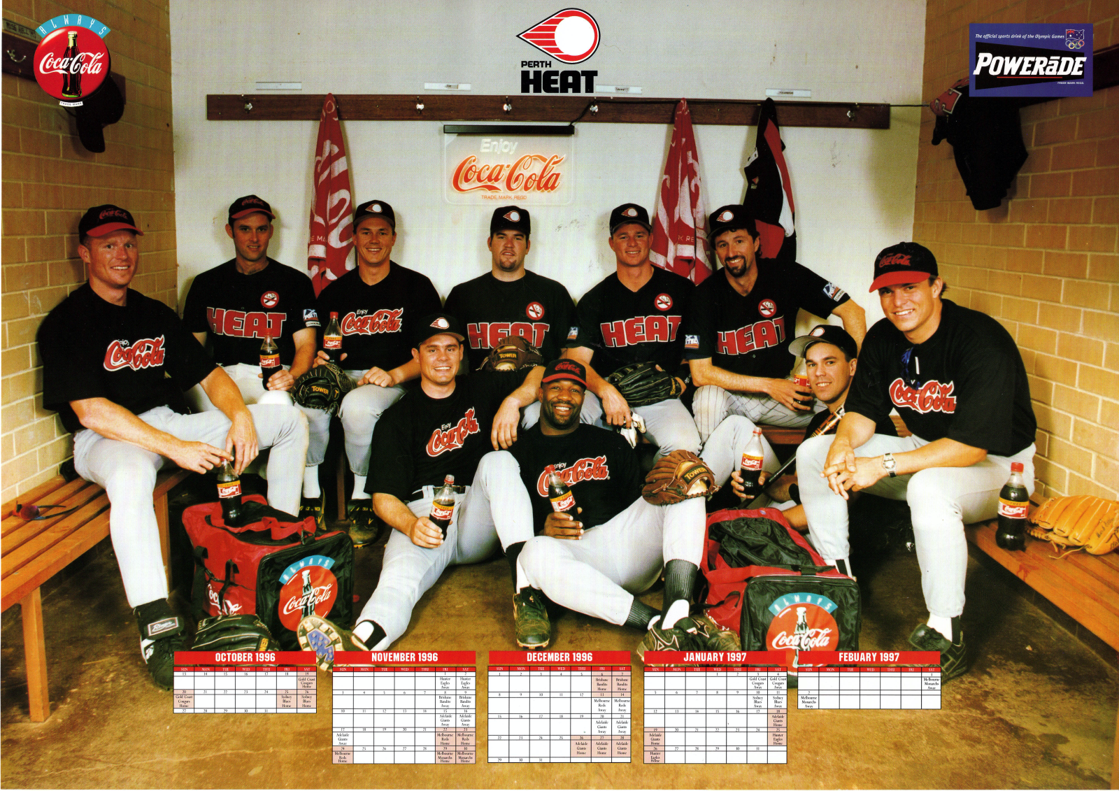 Perth Heat's 1996/97 baseball season fixtures poster