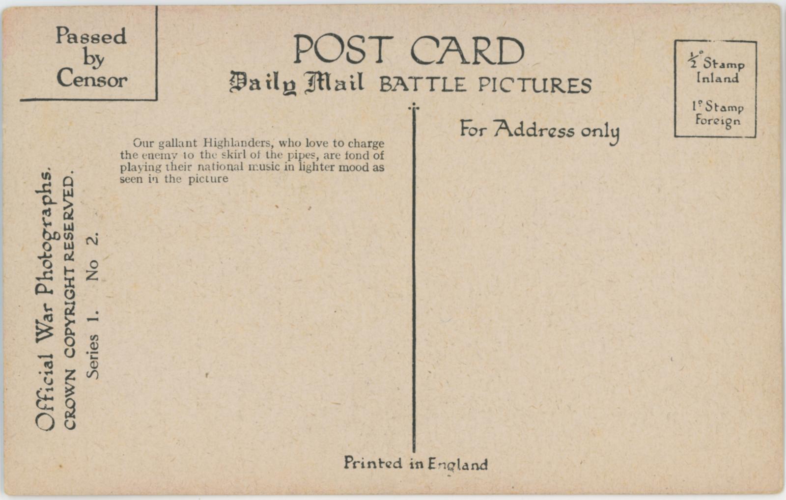 Rear of Postcard