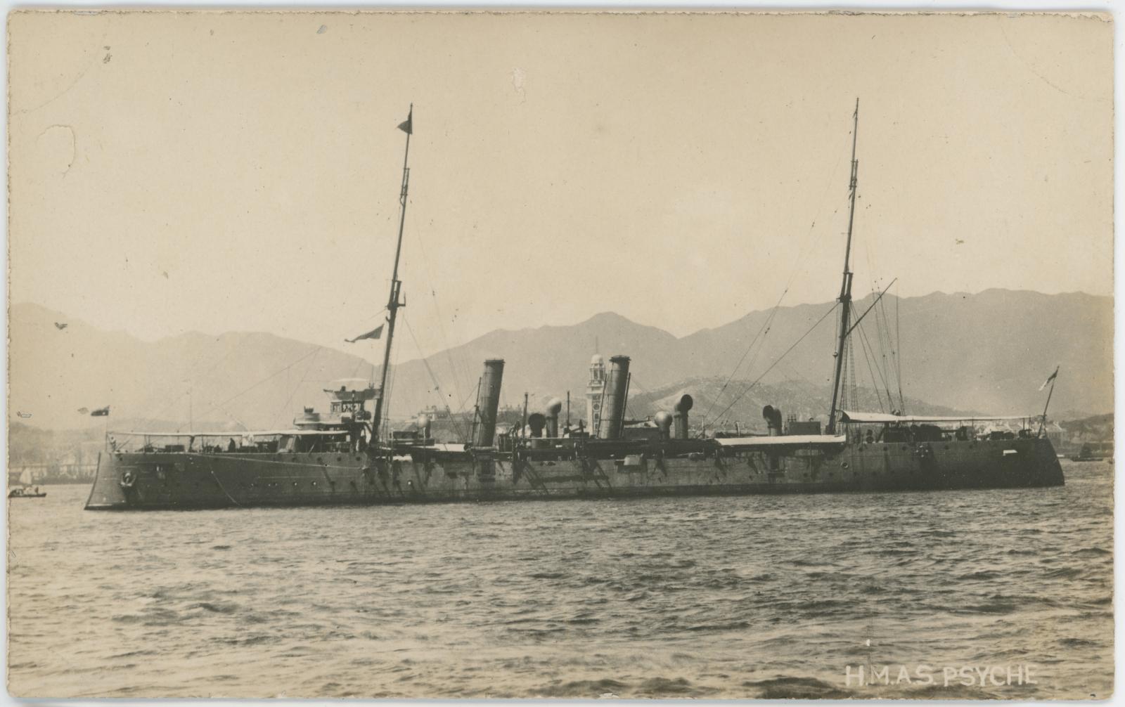 B&W Photographic Postcard of ‘HMAS PSYCHE’
