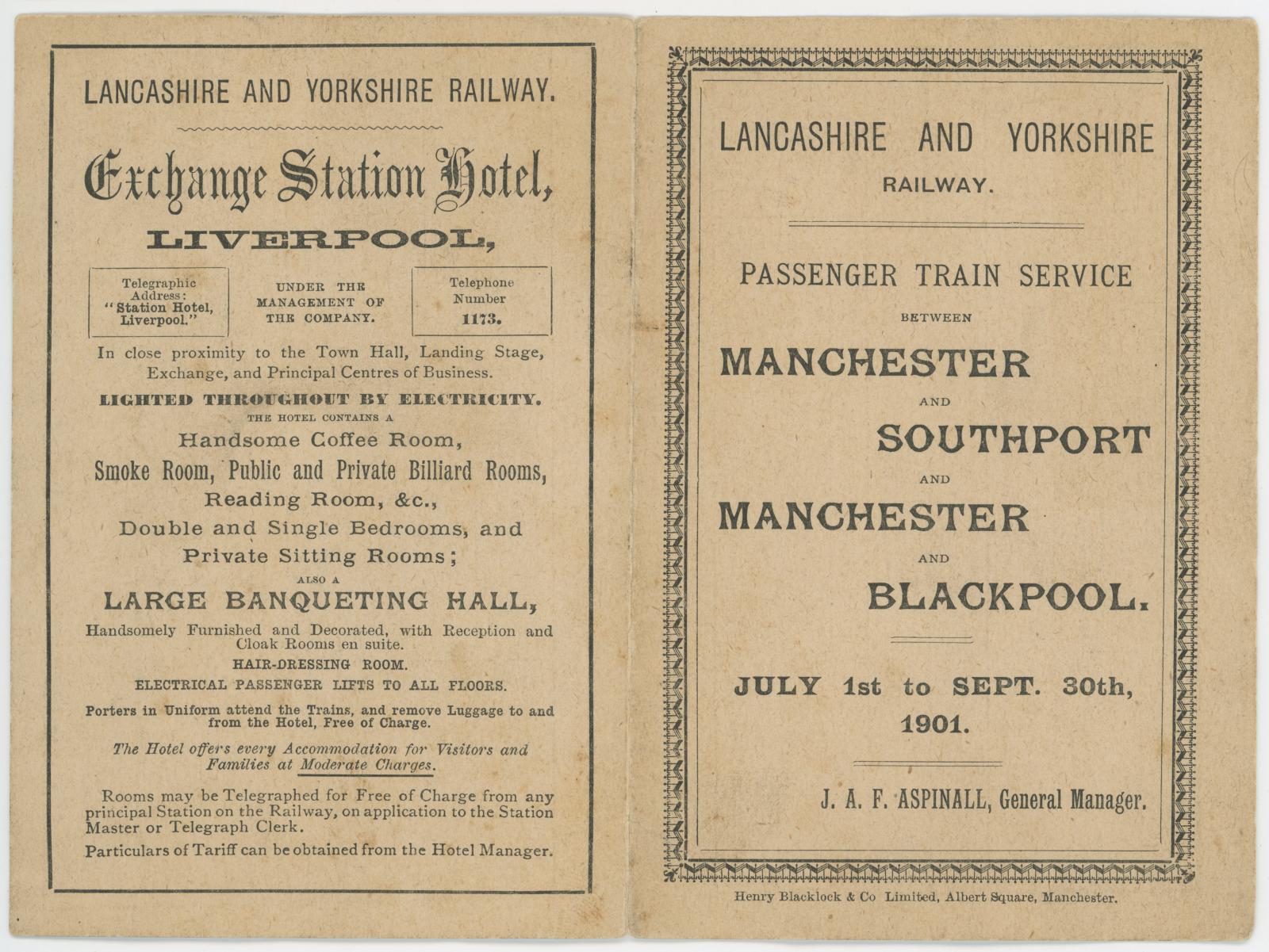 Lancashire and Yorkshire Railway Timetable, July – September 1901