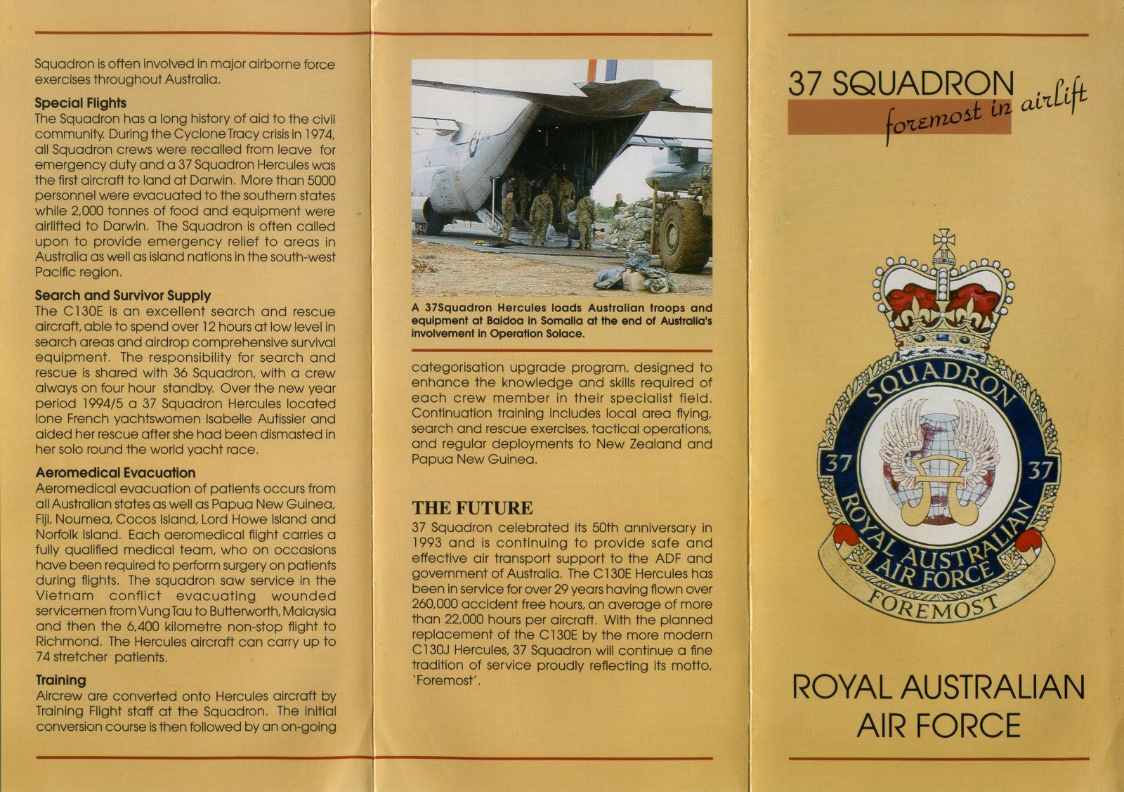37 Squadron booklet cover and back pages
