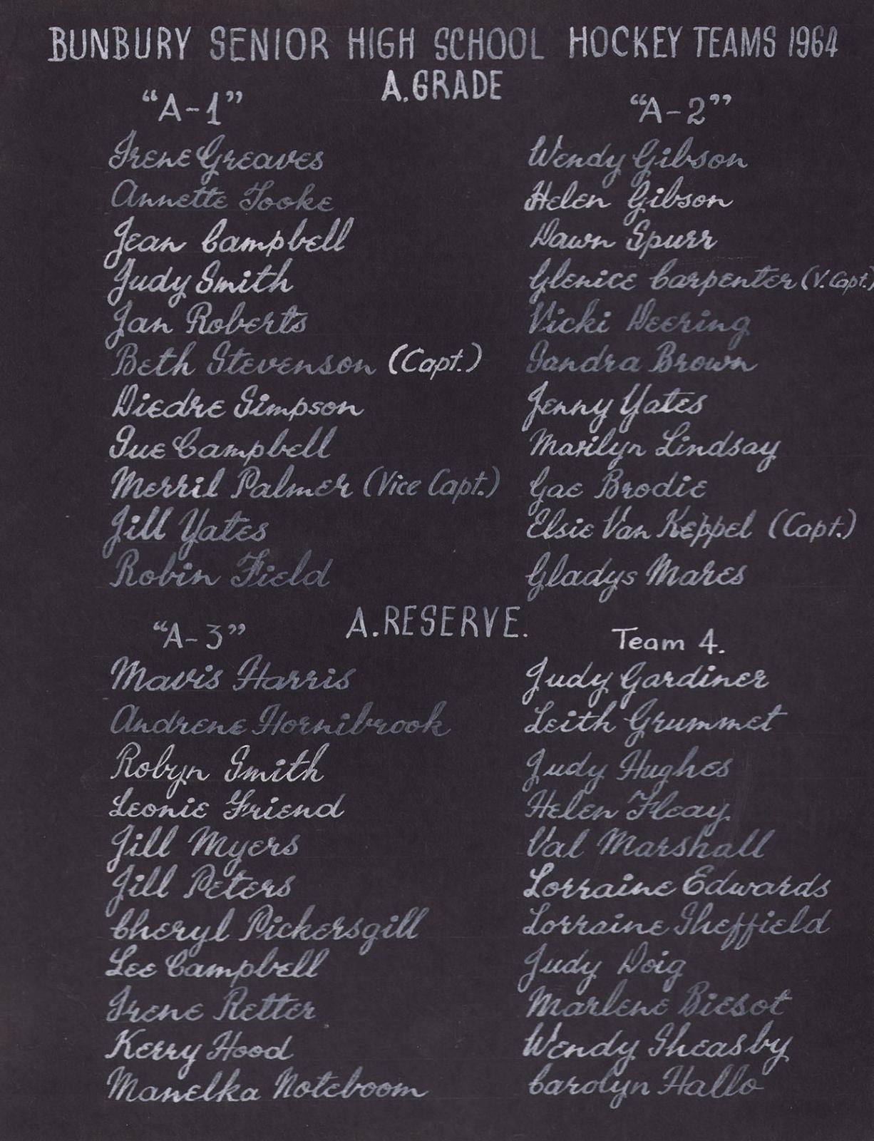 Girls Hockey Team Lists