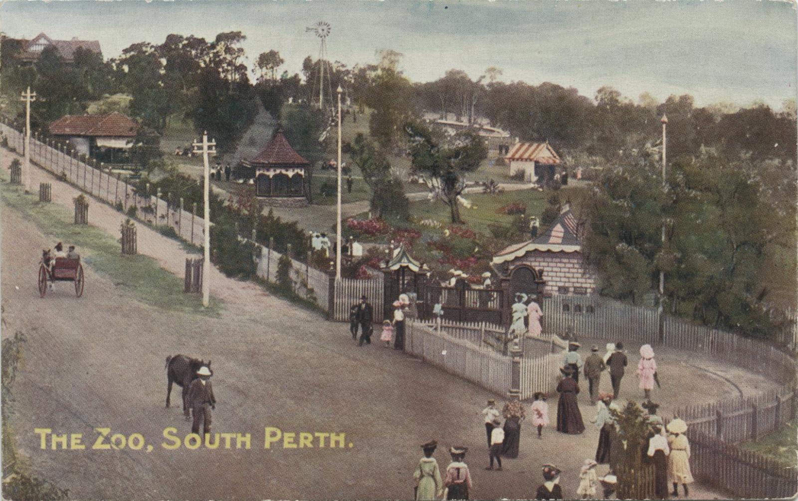 People gathered near the entrance to Perth Zoo