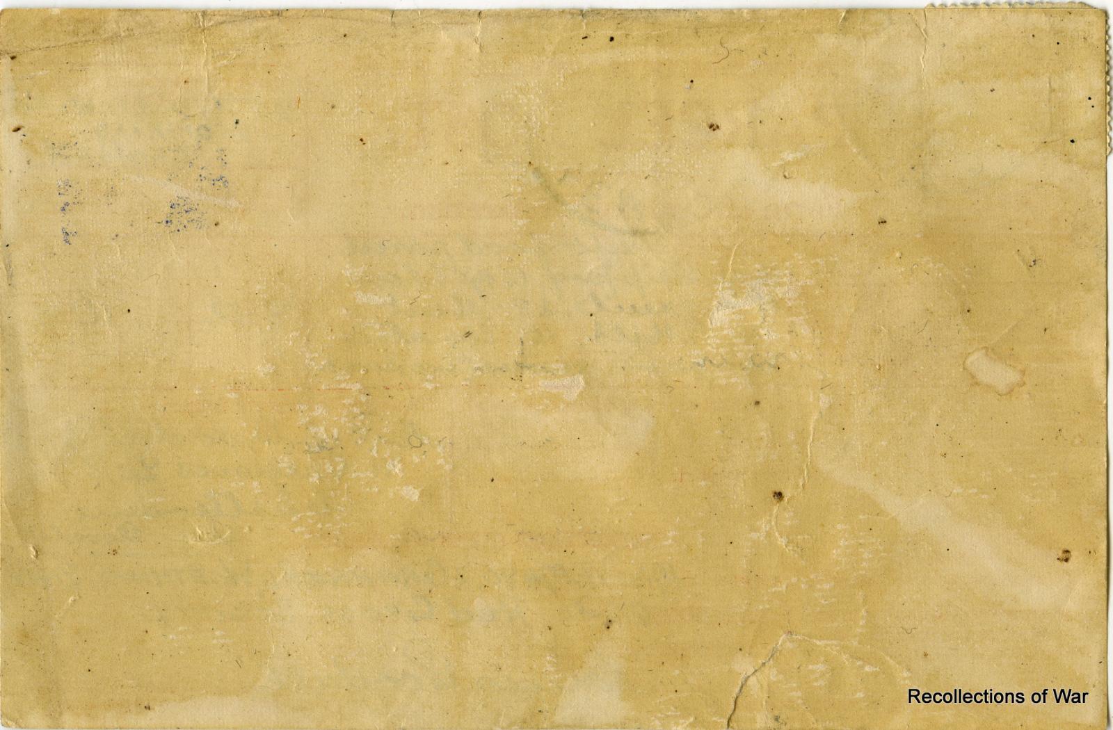 Reverse of Food parcel label 1