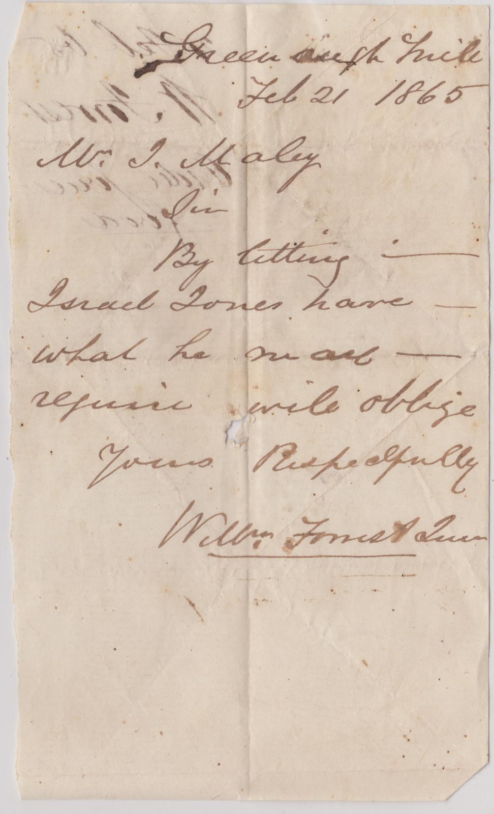Promissory note from William Forrest Jnr