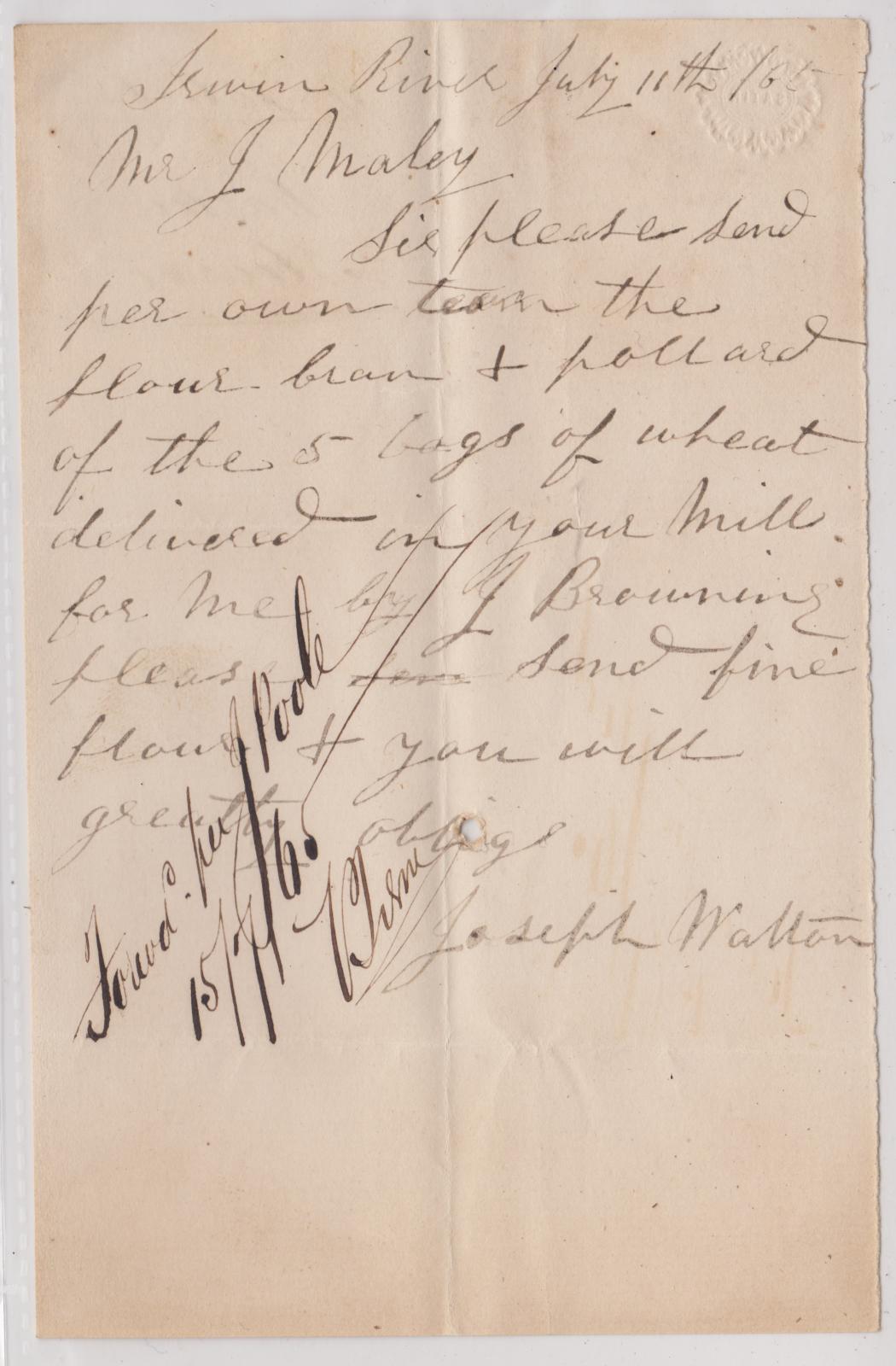 Order for flour from Joseph Walton