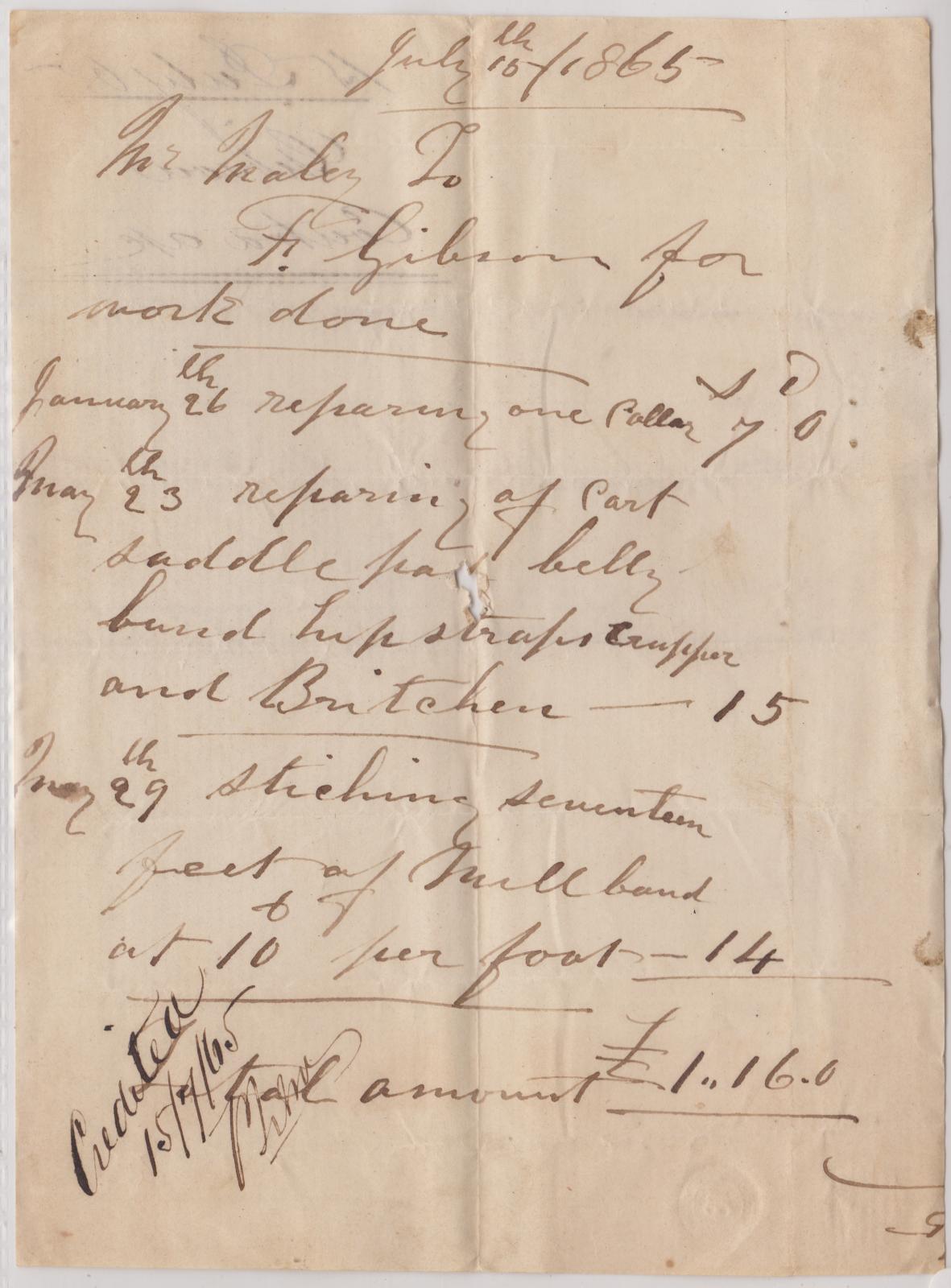 Contra account from F. Gibson