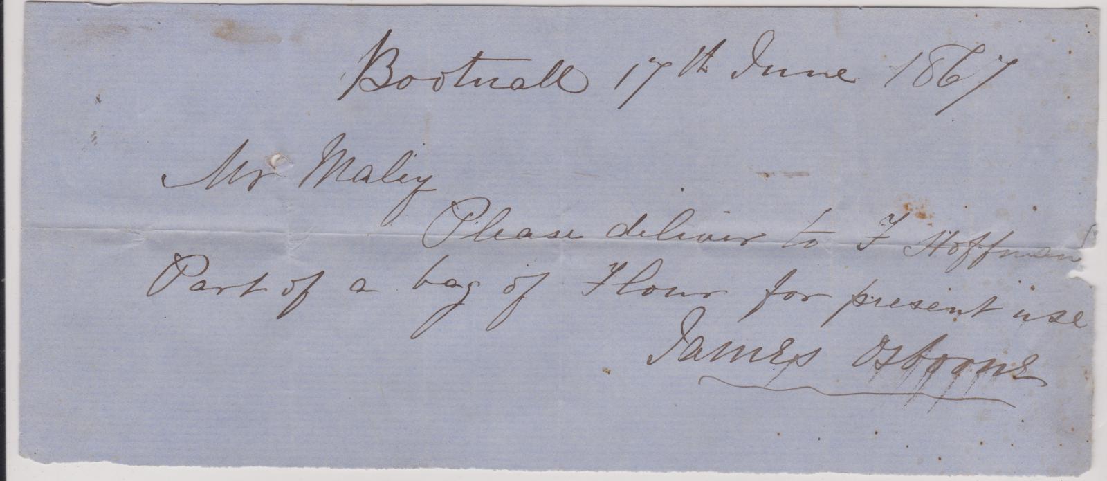 Order for flour for F. Hoffman
