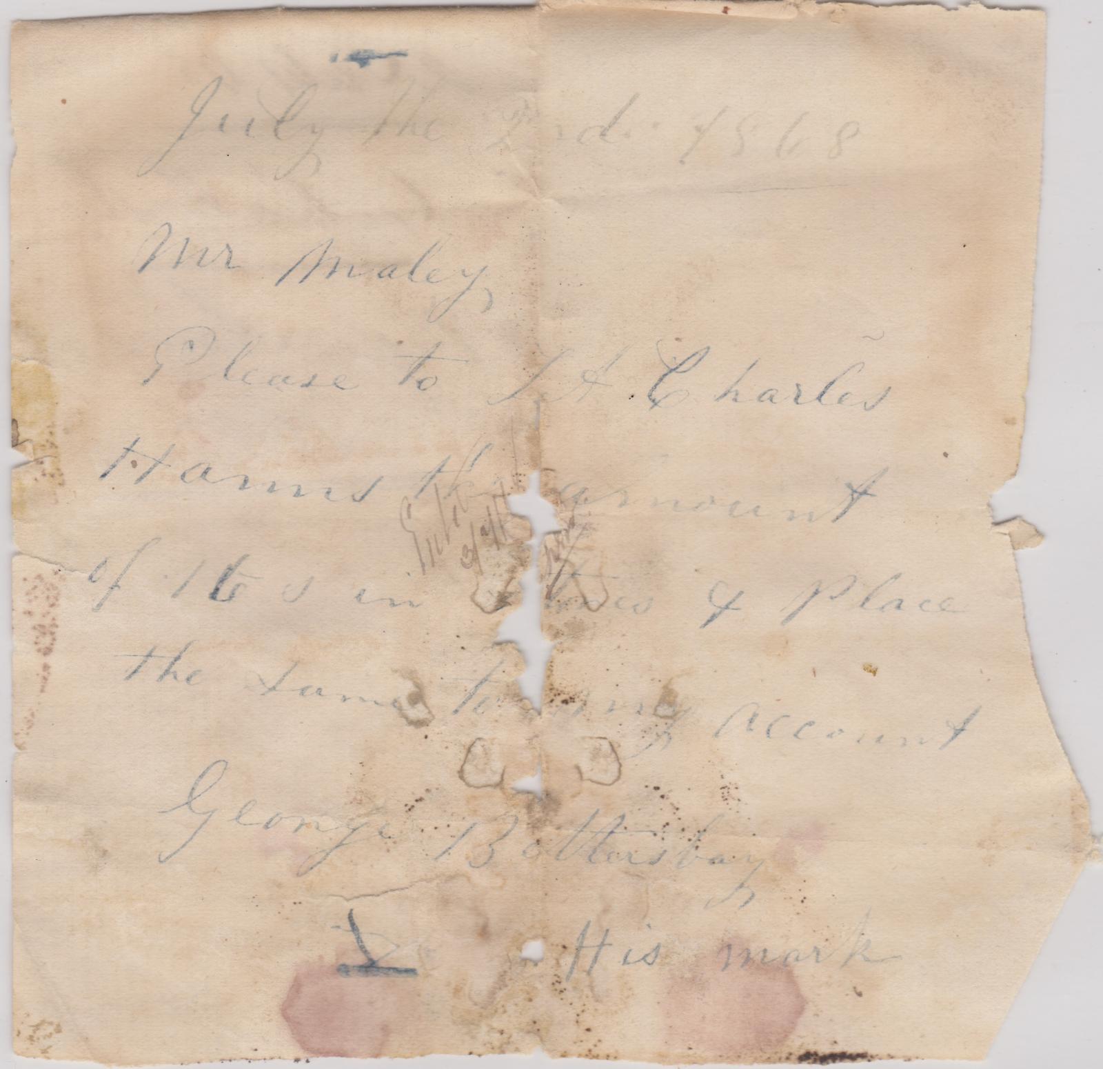 Promissory note from George Battersby
