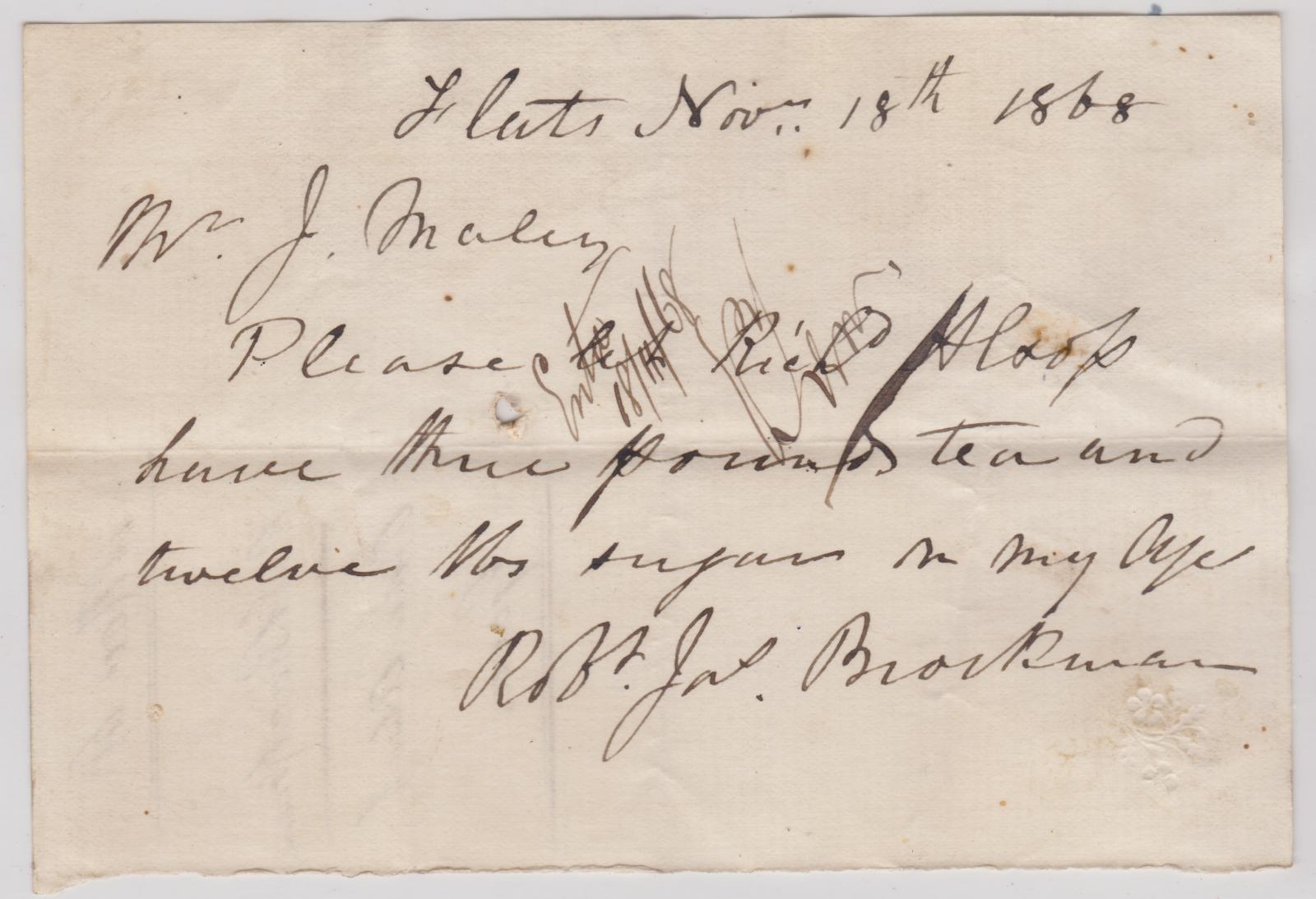 Store order from R.J. Brockman