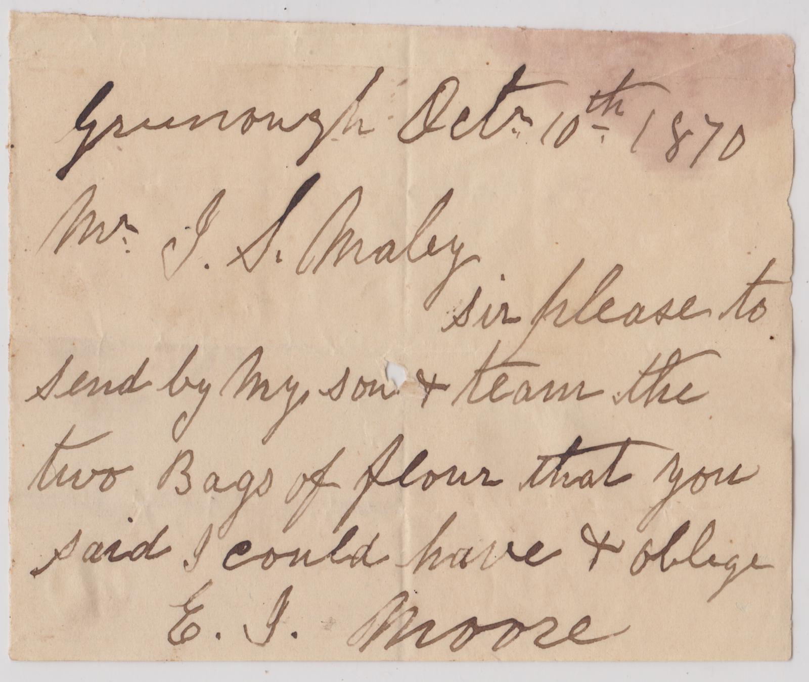 Order for flour from E.J. Moore