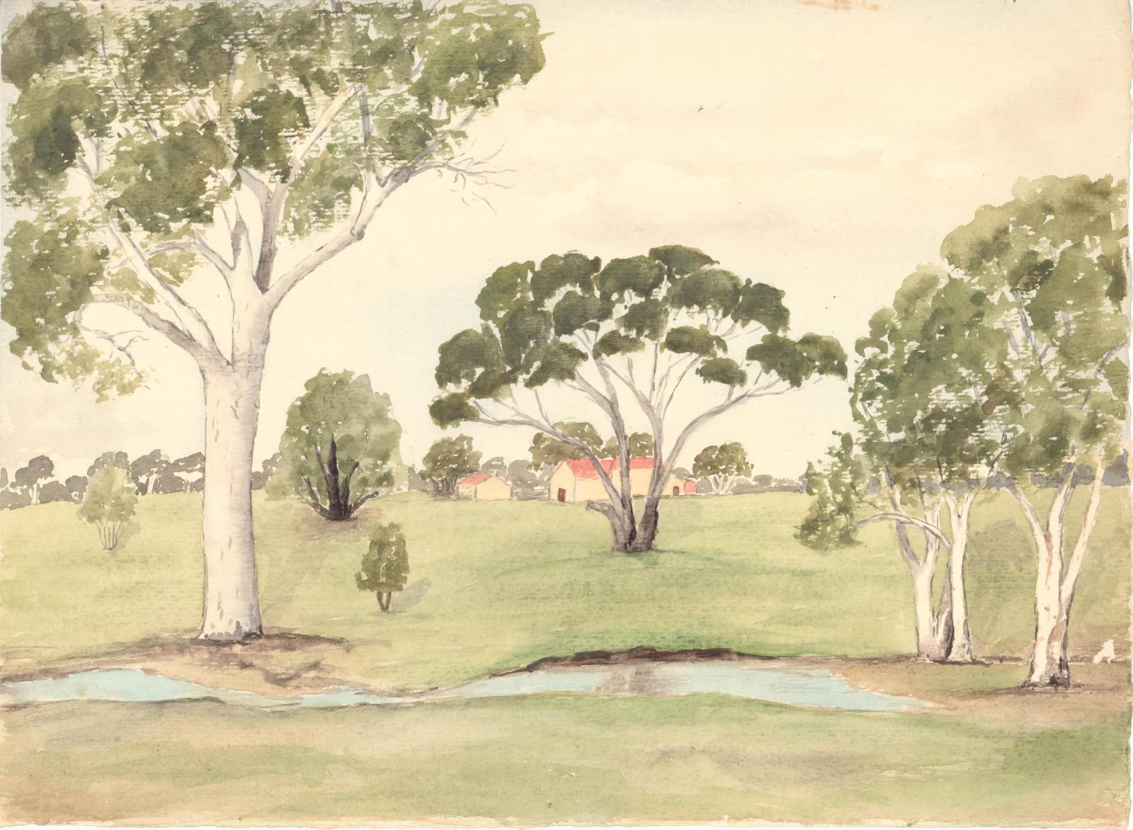 Landscape painting of Trees and River