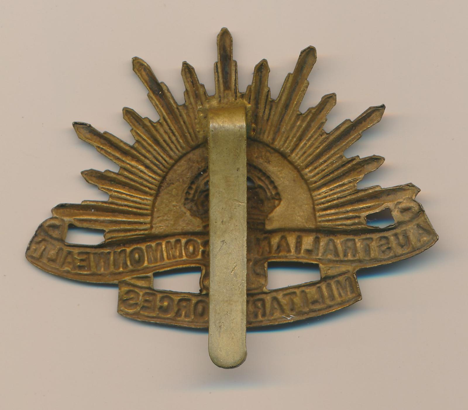 Back of Australian Commonwealth Military Forces Badge