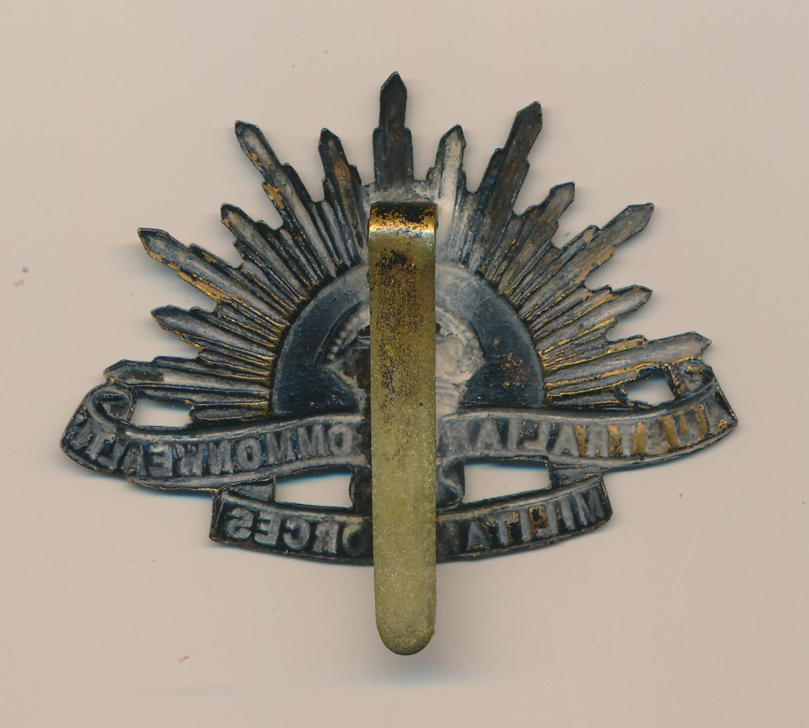 Back of Australian Commonwealth Military Forces Badge