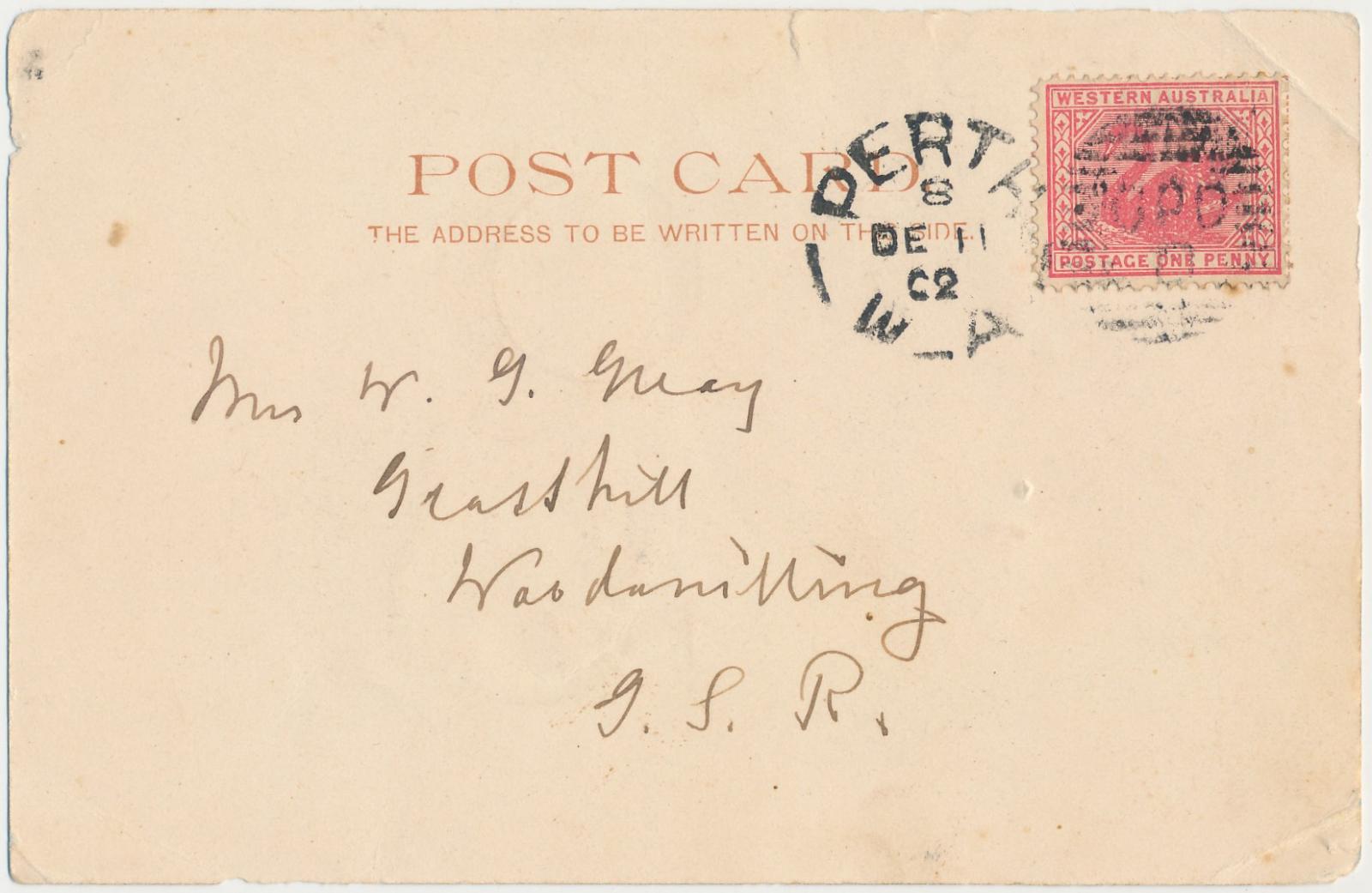 Back of postcard of Public Library, Perth