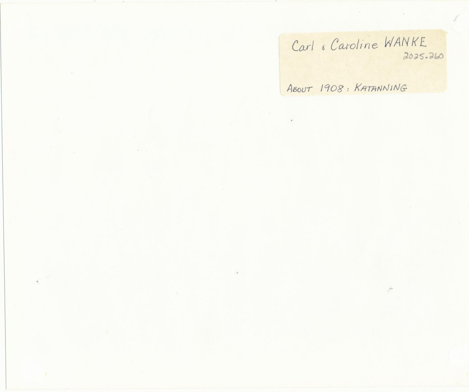 Back of photograph of Wanke Family