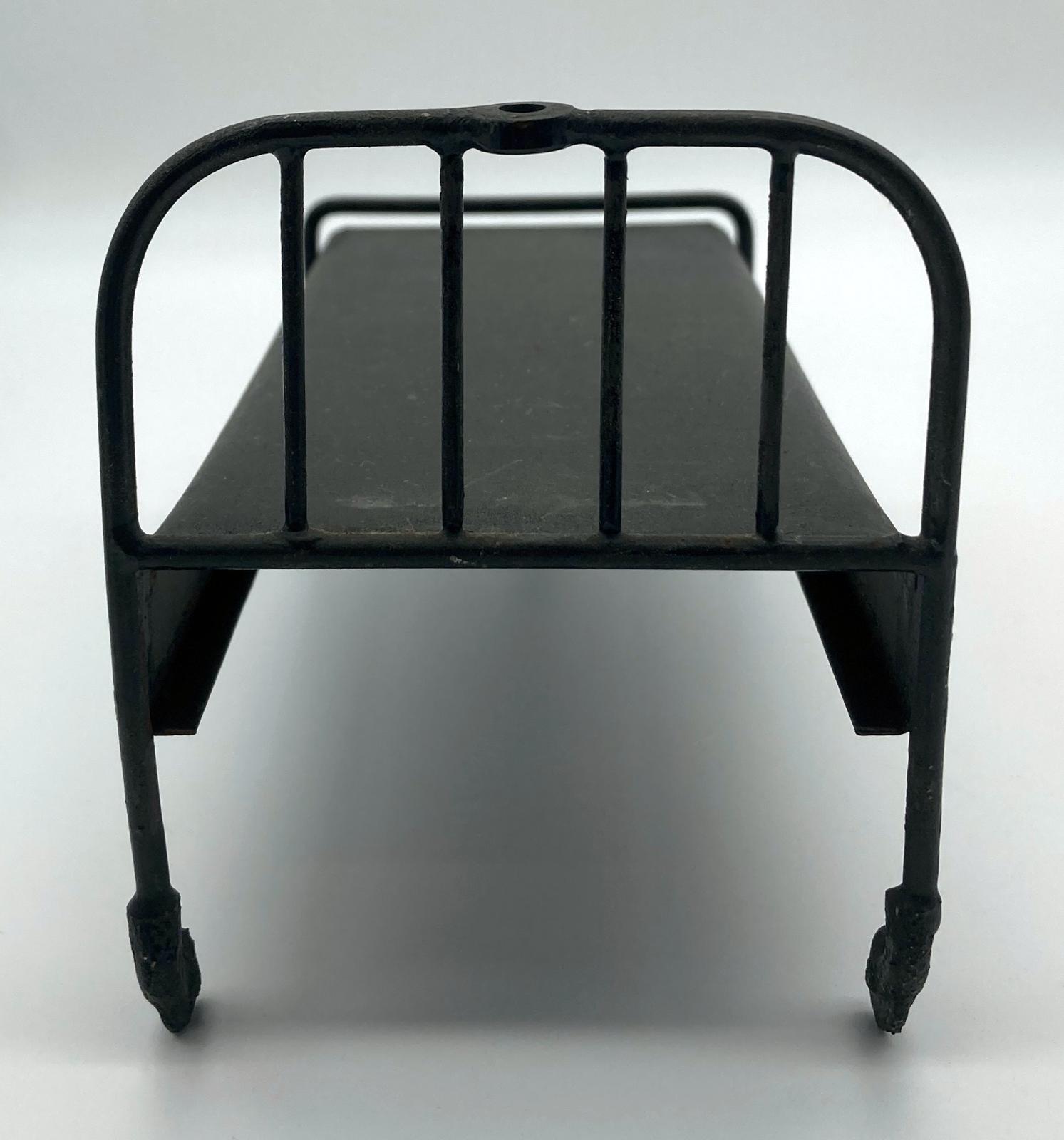 Miniature hospital bed made by convalescent soldier - back view