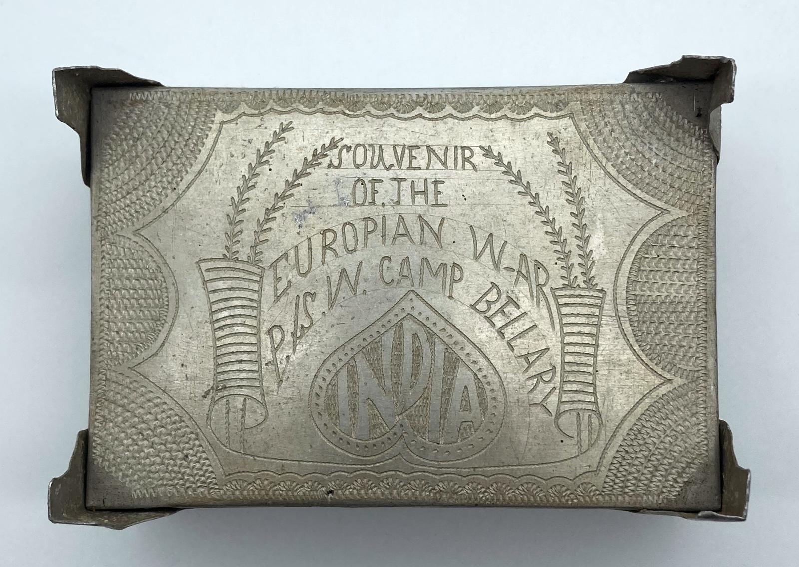 View of underneath of Ottoman POW trench art cigarette box