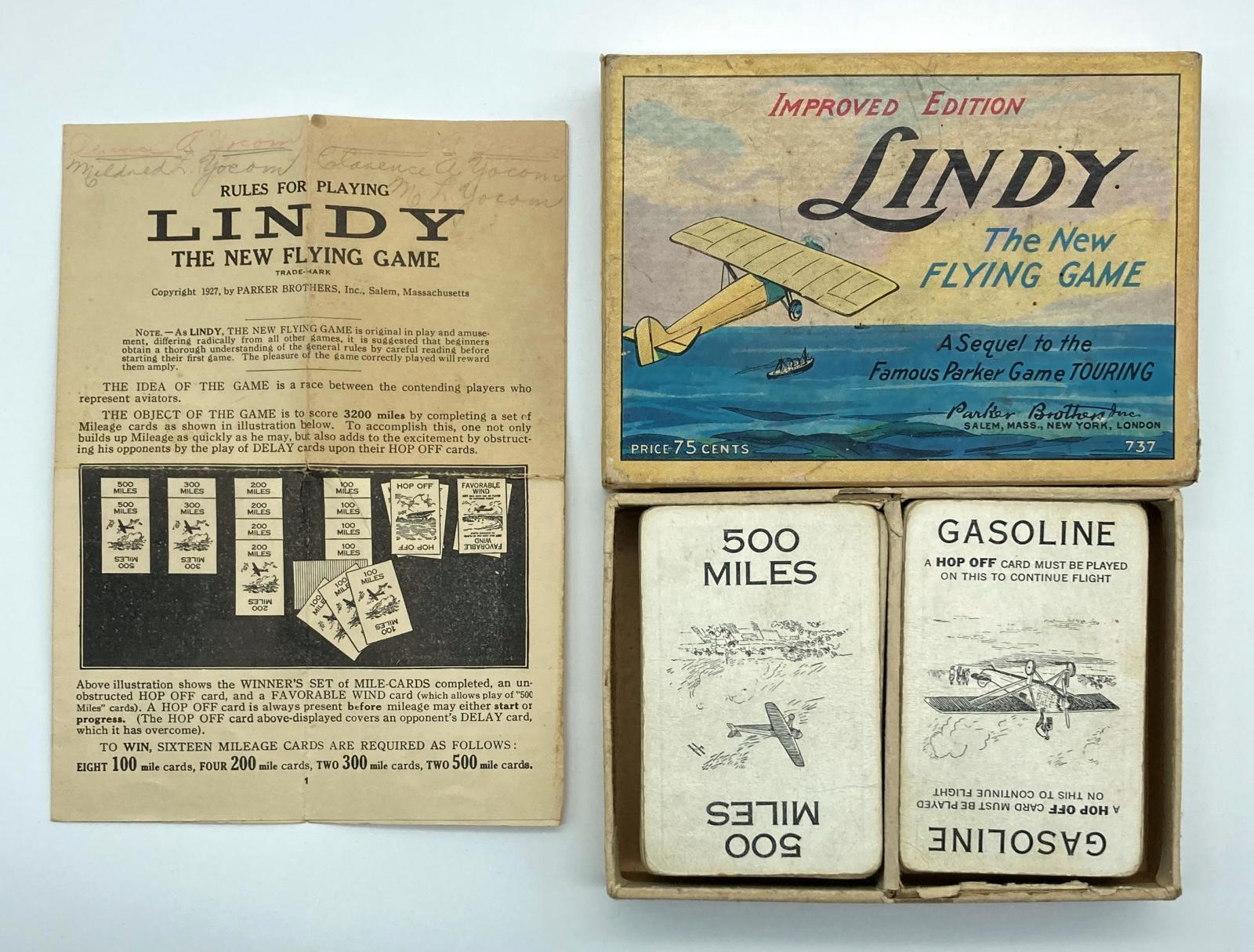 'Lindy: the new flying game' card game  - showing instructions