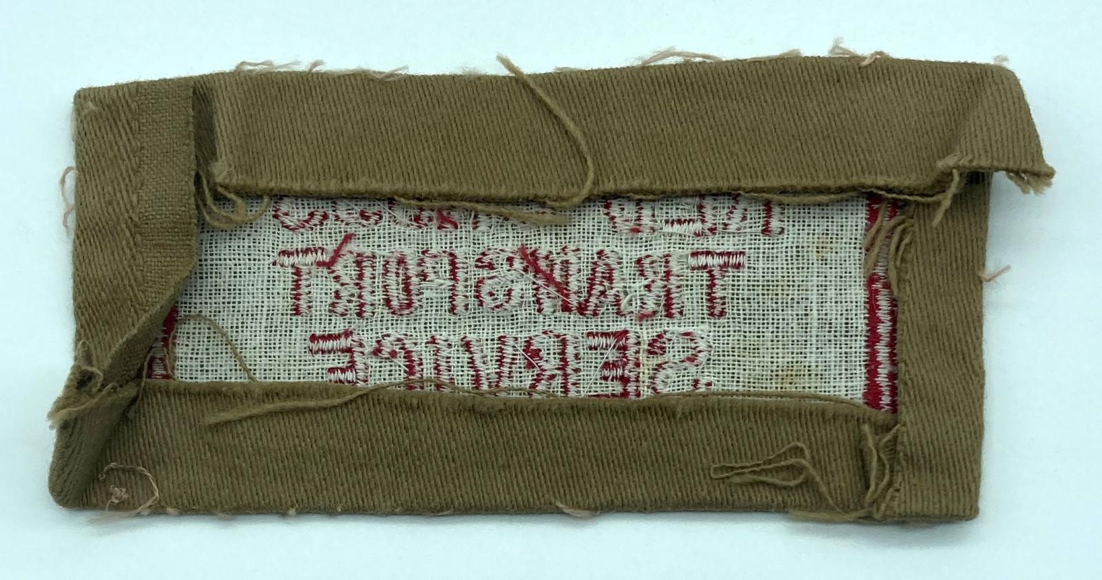 Reverse of Australian Red Cross Society Transport Service cloth insignia