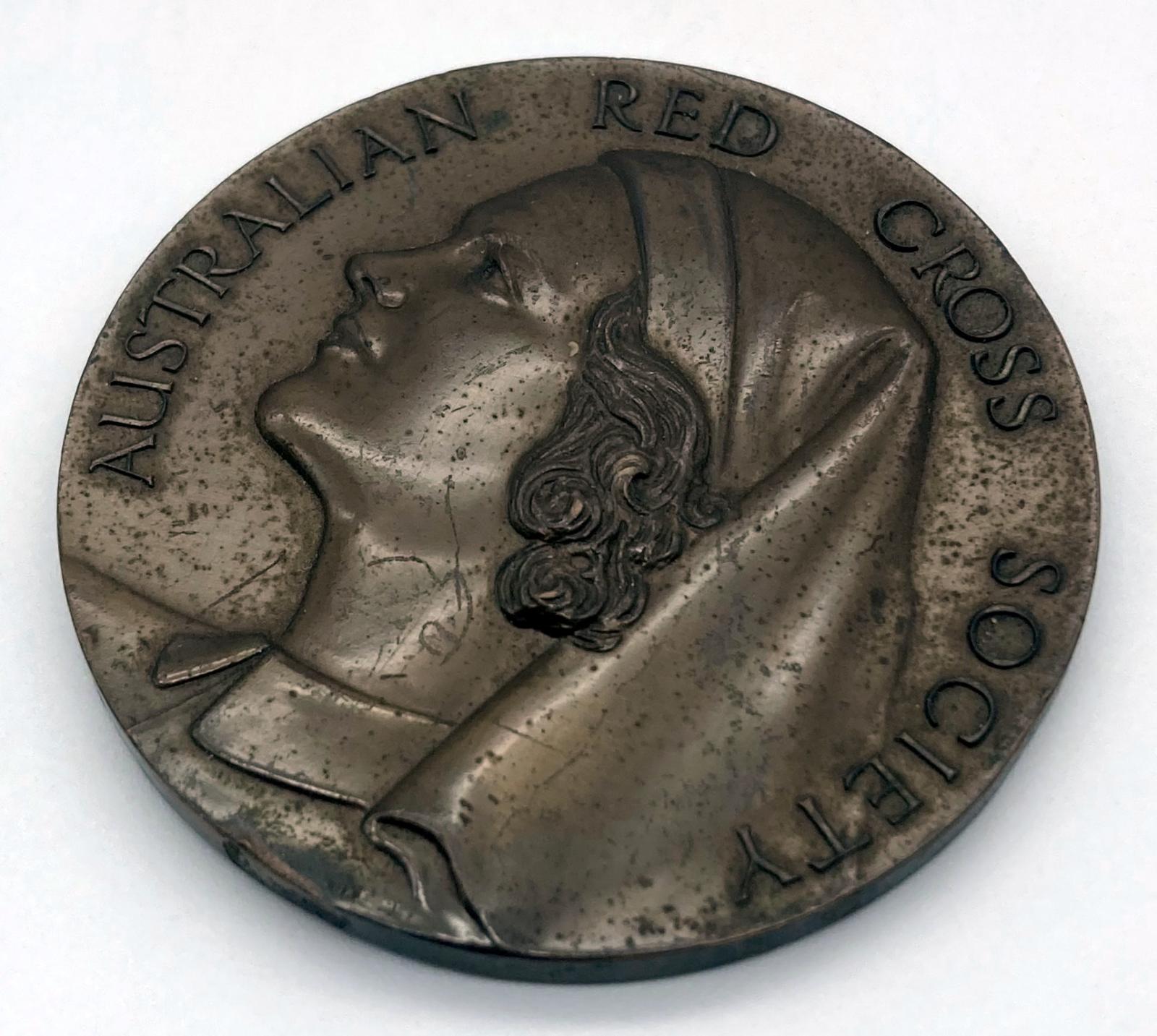 Australian Red Cross Society tennis medallion - other oblique view
